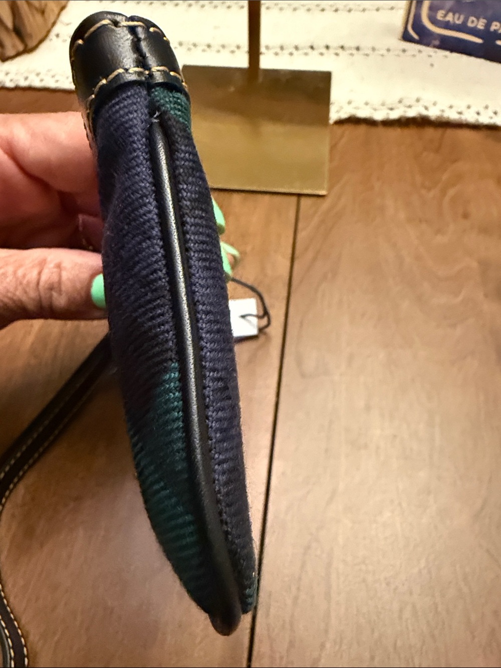 Dooney & Bourke Green and Black Plaid Wristlet - Picture 5 of 10